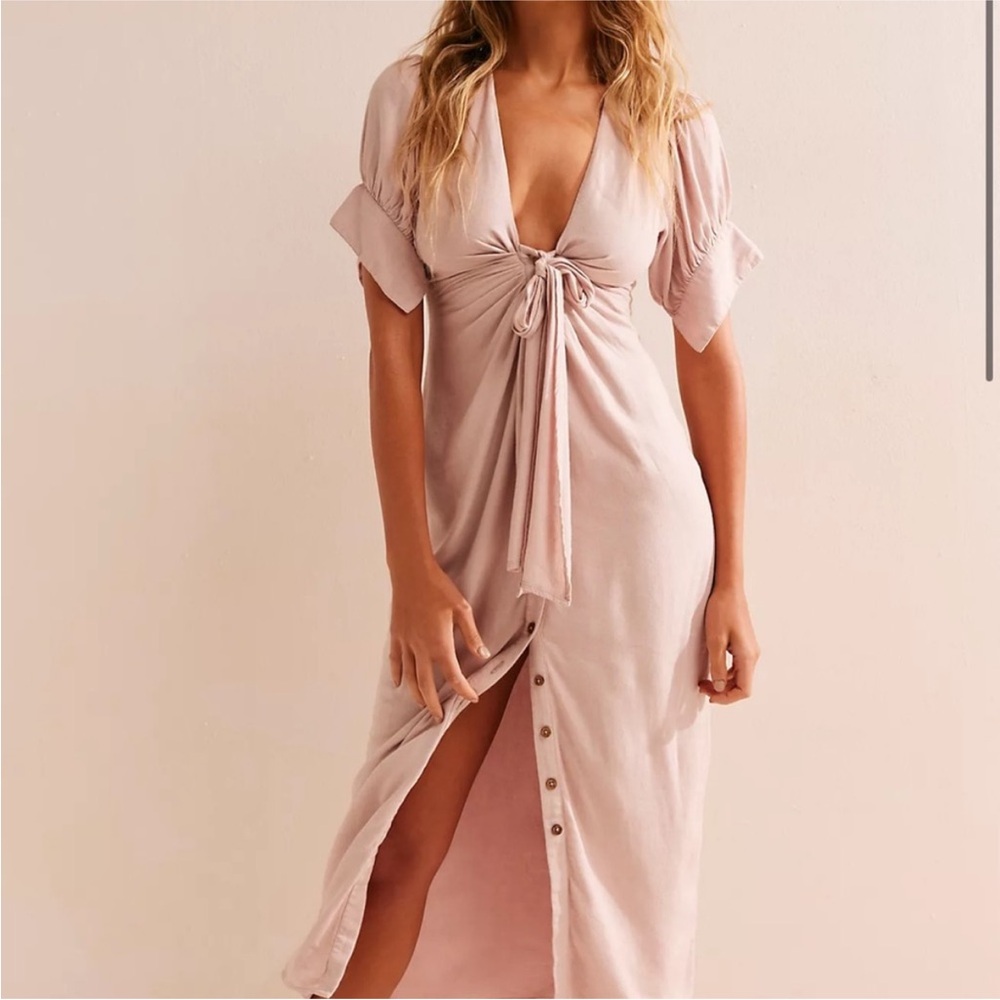 Free people NWT small vintage summer Tie-Front midi Dress
